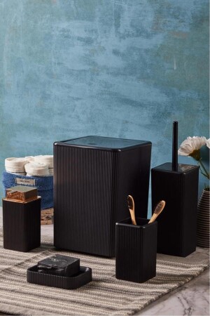 Palermo 5 Piece Square Bathroom Set Black 13235 - Perotti