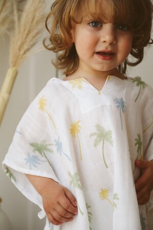 Palm Tree Hooded Organic Muslin Poncho Age 1-5 TYC00451291471 - Tarkito Organic