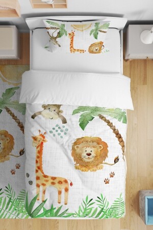 Palm Tree Safari Patterned Single Baby Kids Bedding Set evnev00042 - Evpanya
