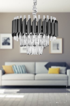 Palmira 35' Prism Cut Crystal Stone Luxury Chandelier - ( Black - Chrome ) PA-608-KS-35-SK - Avizemoda