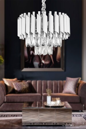Palmira 35' Prism Cut Crystal Stone Luxury Chandelier - (SILVER-GOLD) PA-608-KSY-35 - Avizemoda