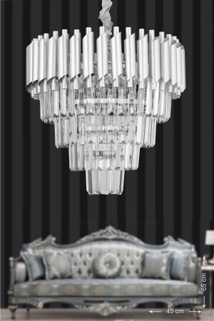 Palmira 45' Crystal Stone Luxury Chandelier - (silver-gilt) PA-607-45-GY - Avizemoda