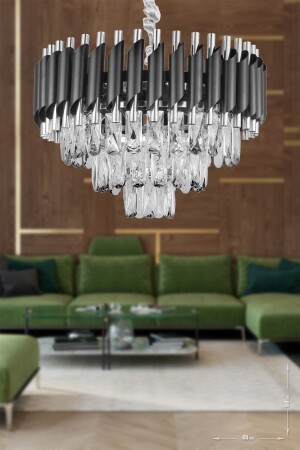 Palmira 45' Prism Cut Crystal Stone Luxury Chandelier - (black-chrome) PA-608-KS-45-SK - Avizemoda