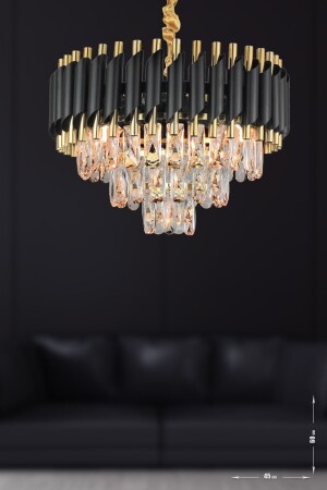 Palmira 45' Prism Cut Crystal Stone Luxury Chandelier - (black-gold) PA-608-KS-45-SG - Avizemoda