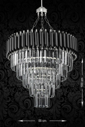 Palmira 55 Cm'lik Kristal Taşlı Lüks Avize 5'li - (siyah-krom) PT-800-55K - Avizemoda
