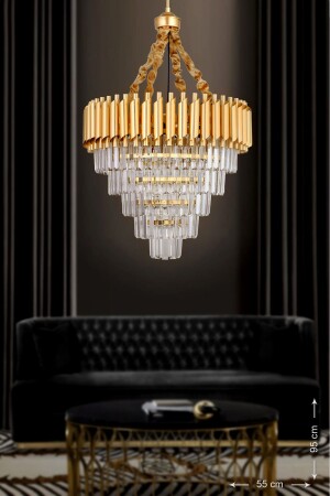 Palmira 55' Crystal Stone Luxury Chandelier - (yellow-gilt) - Avizemoda