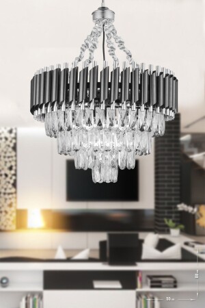 Palmira 55' Prism Cut Crystal Stone Luxury Chandelier - (black-chrome) PA-608-KS-55-SK - Avizemoda