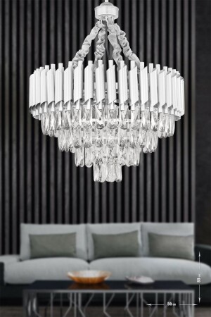Palmira 55' Prism Cut Crystal Stone Luxury Chandelier - (silver-gilt) PA-608-KSY-55 - Avizemoda