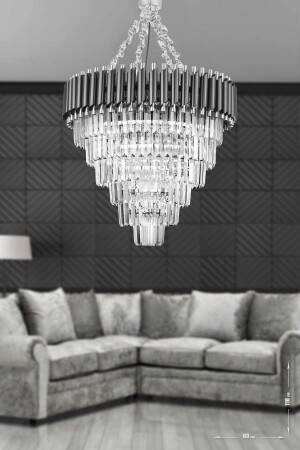 Palmira 60 Cm Crystal Stone Luxury Chandelier Set of 6 - (black-chrome) PT-800-60K - Avizemoda