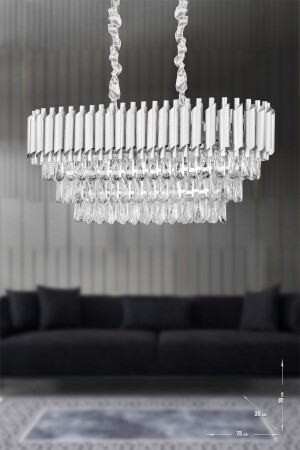 Palmira 75x35 Cm 3-Layer Prism Cut Crystal Stone Luxury Chandelier Set of 6 - (silver-gilt) PA-608-KSY-75 - Avizemoda