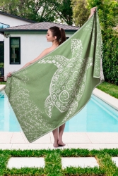 Pamuk 100x180cm Peştamal Plaj Havlusu - Caretta Caretta Peştamal - GoldCotton