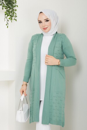 كارديجان منشط للمرأة مع جيوب منخ خضراء - Pamuk Butik