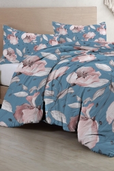 Pamuklu Çift Kişilik Nevresim Takımı Natura Rose Blue MonoHome23782HF - Monohome