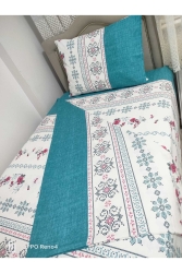Pamuklu Tek Kişilik Kanaviçe Desen Nevresim Takımı ( Çarşafı Lastikli ) KANAVİÇE-NEVRESİM-TK - GASEL ÇARŞI