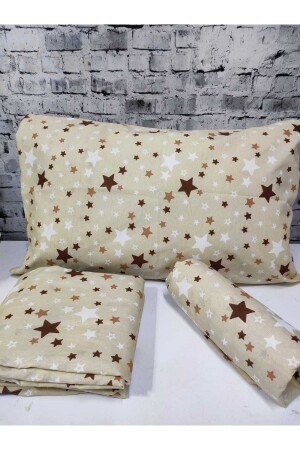 Pamuklu Yıldız Desen Tek Kişilik Nevresim Takımı Çarşafı Lastikli (fitted) YENİ-YILDIZ-NEVRESİM - GASEL ÇARŞI