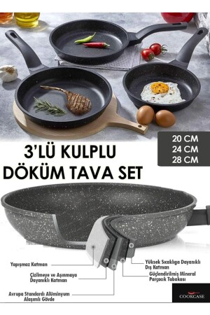 Pan 3 Piece Cast Iron Pan 4mm Body CCP3DT01 - COOKCASE