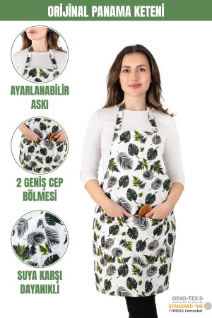 Panama Linen Liquid-Proof and Stain-Proof Kitchen Apron - Large Pocket Details and Adjustable Strap - Morlay