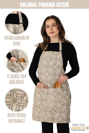 Panama Linen Liquid-Proof and Stain-Proof Kitchen Apron - Large Pocket Details and Adjustable Strap - Morlay