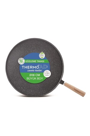 Pancake Pan 36 Cm Gray with Wooden Handle - Thermoad
