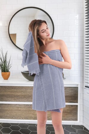 Pandora Gray Jacquard Fringed Bath Towel Set of 2 - Mariva Home