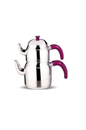 Papatya Mini Size Steel Teapot Plum 4056KRM - FMS