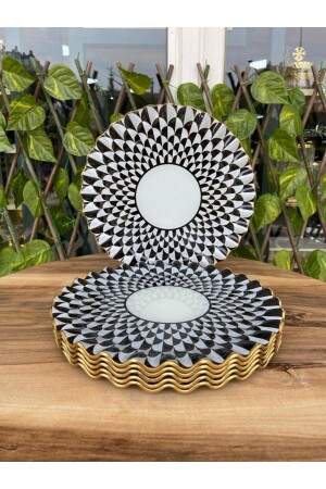 Papatya model gold 6 pieces 26 cm serving plate. - Gürcüglass