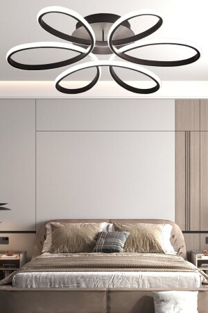 Papatya Plafonier Black Chandelier - 3 Color LED Lighting - Modern LED Chandelier - Ledmi