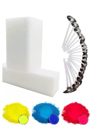 Paraffin 1 Kg Ready German Paraffin + 100 Candle Wicks + 3 Colors Candle Dye - Doğan Mum