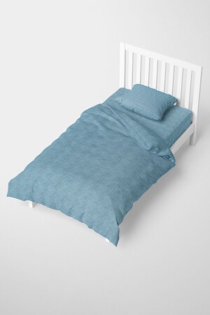 Parıltı Solid Color Single Elastic Duvet Cover Set - Dark Turquoise F1166 - FAVORA