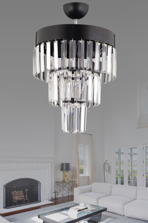 Paris 4-Tier Black Crystal Stone 30' Modern Chandelier AK000402 - Genel Markalar
