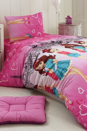 Paris Girl Cotton Ranforce Children's Duvet Cover Set Single PRINCESMHC - SENLİFE