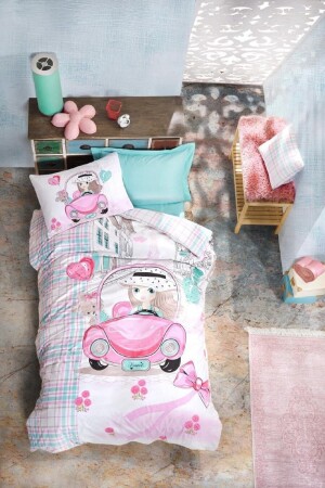 Paris Love - Pink Junior Single Duvet Cover Set 1186856003051 - Cotton Box