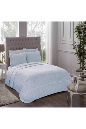 Parker Jacquard Doppelbett-Bettwäsche-Set, Blau, TACH000094 - Taç