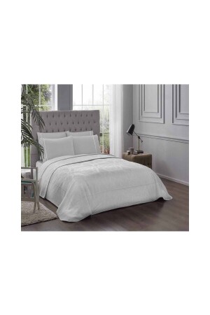 Parker Jacquard Double Duvet Set Gray Elastic bakucuzaal TACH000094 - Taç