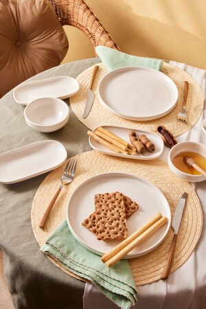 Parla Porcelain 12 Piece Breakfast Set for 6 Persons White - Emsan