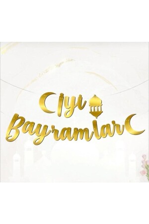 Parti Iyi Bayramlar Kaligrafi Gold Banner Yazı - Mfm