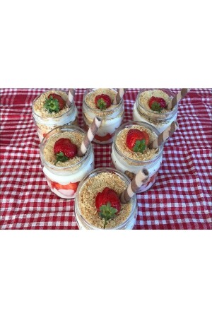 Paşabahçe 6-Piece Magnolia Glass Jar Magnolia Pudding Dessert Cup Bowl Set with Colorful Lid - Lizya