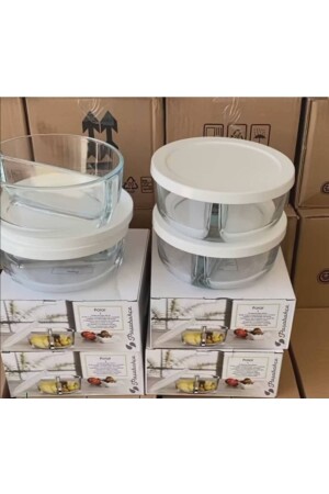 Paşabahçe Polar 4 Pieces Glass Storage Container with Two (2) Compartments, Breakfast Bowl 530683 TYC00525119304 - PAŞABAHÇE CAM