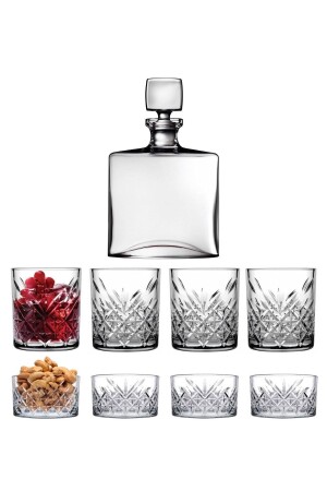Paşabahçe Square Timeless Whiskey Carafe Glass Snack Set (92379x1 - 52810x4 - 530040x4) Mesa9237952810 - NUDE