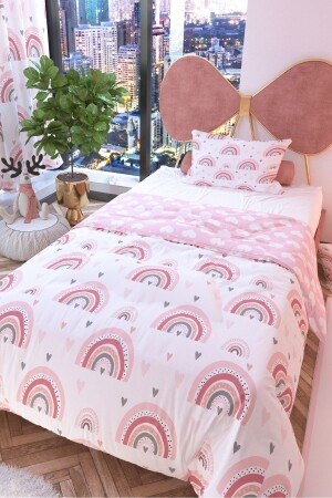 Pastel Rainbow Double-Sided Children's Duvet Cover Set Cotton - Rivaistanbul