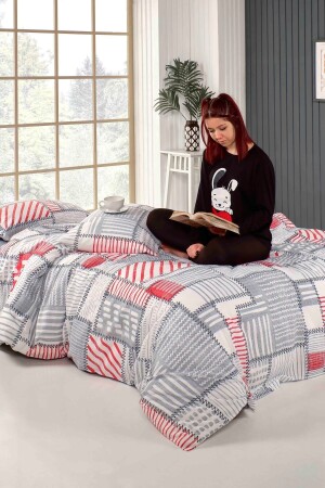 Patchwork Anthracite Gray Single Duvet Cover Set Patchwork Tk Duvet Cover Set - Tabu Home