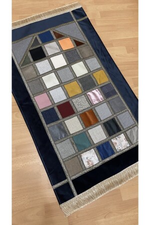 Patchwork Patchwork Velvet Lined Dowry Gift Prayer Rug - Ayhanhome
