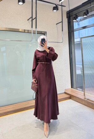 Patra Belted Dress - Burgundy - Duendeca