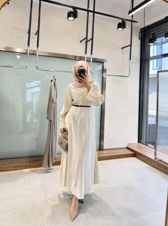 Patra Belted Dress - Ecru - Duendeca