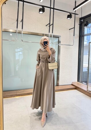 Patra Kemerli Elbise - Vizon - Nuuwears