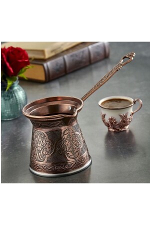 Patterned Cast Iron Coffee Pot Large Size for 6 Persons - Compatible with Magnetic Stoves - Ayvalı Metal
