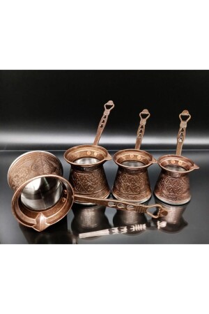 Patterned Cast Iron Coffee Pot Set of 4 8696961921000 - ayvalı metal