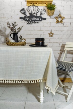PATTERNED Cream Pompom Tablecloth - Ndc Home
