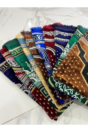 Patterned Fringed Gift Bundle 10 Pieces Spinger Prayer Rug Set 70 x 110 - AYHANHOME