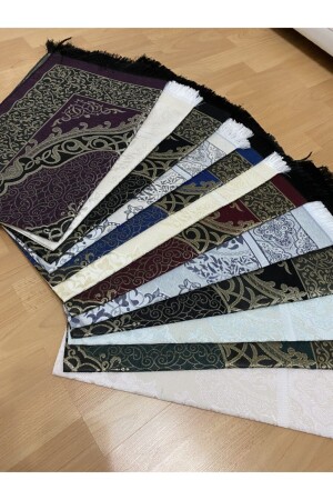 Patterned Fringed Gift Bundle 12 Piece Taffeta Prayer Rug Set - Ayhanhome